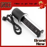 Grocerybazaar USB Socket Pull Up Home Kitchen Office Worktop Desk Outlet Sockets TP With 4 Power Point Au Plug