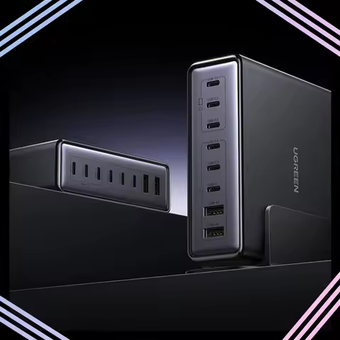 UGREEN 200W GaN Charger 8 in 1 Desktop Laptop Fast Charging Stand For Phone Tablets Smart Watch Desk
