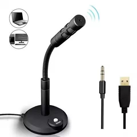 Mini 3.5mm Studio Microphone USB Desktop Wire Gaming Mic Speech Mic Stand Holder For PC Notebook Pod