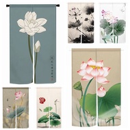 Chinese Lotus Door Curtain Restaurant Japanese Kitchen Izakaya Partition Curtain Painting Drape Entr