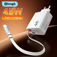 Elough 45W USB C Charger With Telescopic Type C Cable PD30W USB Type C Charger EU/US/UK Plug Wall Ch