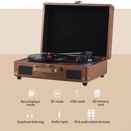 Vintage Vinyl Record Player BT Phonograph USB Recording 33/45/78RPM Support for 7/10/12inch Vinyl Re