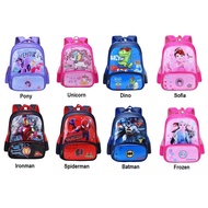 38cm / 42cm Children Primary School Cartoon Bag Backpack (Pony Spiderman Unicorn Batman Superheroes Dino)