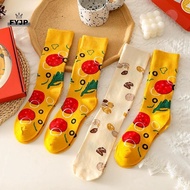 FYJP 4 Pairs Funny Pizza Sos Box Christmas Sos For Women Men Couples Soft Cotton Winter Warm Sos Chr