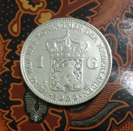 K060 Koin Belanda Wihelmina 1 Gulden Piek 1929 Coin Nederland lama