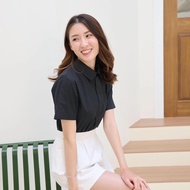 The Garden1st (ผ้าใหม่ สีเดิม - กดดูที่ตัวเลือก / มีให้เลือก 2 สีนะคะ) เสื้อคอบัวปกเหลี่ยมลายจุด ขับ