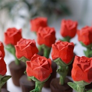 Ta Eternal Rose Pure Wood Carving Rose Decoration Crafts Girlfriend's Birthday Gift Ta Eternal Rose 