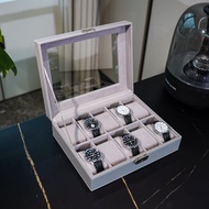 Leather 10-Bit Watch Box 10-Piece Pack Wrist Watch Collection Display Box Gift Leather Watch Box Gra