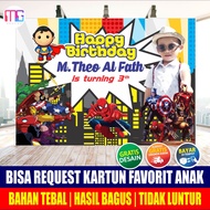 Cetak Banner   Spanduk Ulang Tahun Ultah Anak TEMA  Afengers COWOK  -   Backdrop / Wallpaper  Dekorasi Ulang Tahun - Hiasan Ultah Proses Cepat  - Tema Bisa Request - MURAH