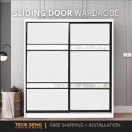 (FREE Shipping & FREE Installation) TECK SENG 8 Feet Sliding Doors Wardrobe / Anti-Jump / 2 Sliding 