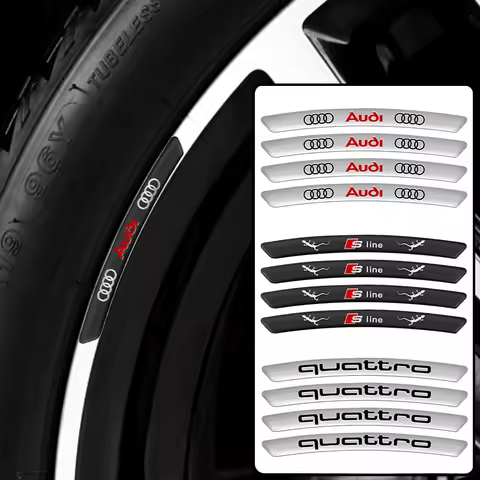 4pcs Car Emblem Wheels Rims Stickers For Audi SLine Quattro A4 A3 8P A6 C7 S3 S4 S5 S6 S7 S8 Auto St