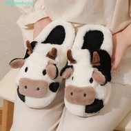 NEEDWAYJ 1 pair Cow Plush Slippers, Non-slip Toe Wrap Winter Fluffy Slippers, Kawaii Plush Warm Cow 