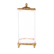 Tall Glass Container with Metal Lid Gold Glass Jar/ Glass Container/ Beautiful Glass Jar/ Aesthetic 