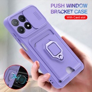 Push Camera Protector Soft Silicon Cover For Xiaomi Poco X6 Pro 5G 2024 Case Car Magnetic Card Slot 