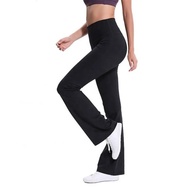 [HZA] 148-160cm Loose Sport Nurse Bootcut Flare Jersey Pants Leisure Women's High Waist Stretch  Boo