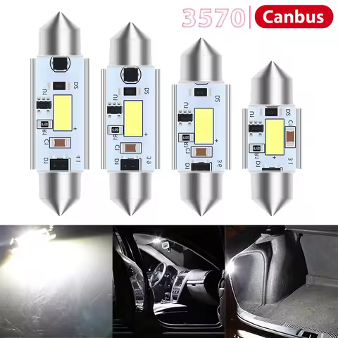 2PCS 12-24V C5W CANBUS LED Festoon 31mm 36mm 39mm 42mm C10W LED Bulb 3570 Chip Car Interior Reading 