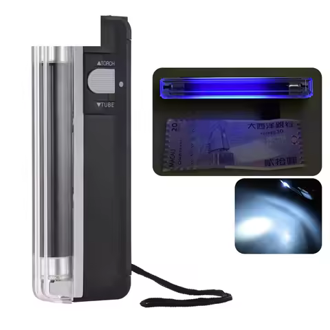 2-in-1 Mini Money Detector Counterfeit Cash Currency Banknote Bill Checker Tester w/ UV Light Flashl