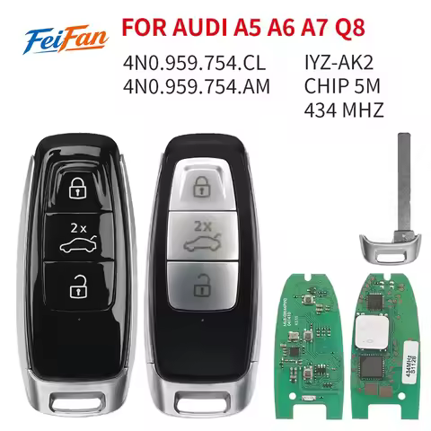 FeiFan KEYDIY MLB08 Smart Car Key IYZ-AK2 4N0959754AM/CL 5M CHIP 434MHz 3 Buttons For AUDI A5 A6 A7 