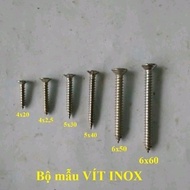 Combo 1kg Vít Bắt Vào Nở Sắt và Inox Bộ Mẫu Vít INOX Kích Thước 4x15 đến 6x10