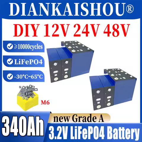 340ah LiFePO4 Battery DIANKAISHOU 3.2v Rechargeable Lithium Iron Phosphate Cell DIY 12V 24V 48V RV E