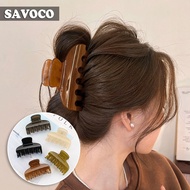 SAVOCO Korean Candy Pure Color Hair Claw Clip Female Holiday Colorful Shark Catch Clip for Hair Acce