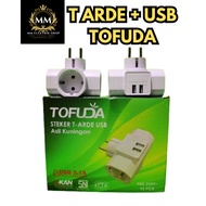 TOFUDA 3-Pin 2-USB Brass Grounding Plug