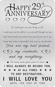 Alotozo 29 Year Anniversary Love Gifts, Happy 29th Wedding Anniversary Engraved Wallet Card Gift for