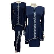 10268 Baju Kurung Fishtail SULAM Dan Kain bercorak KIPAS DEPAN  SIZE: 36-48