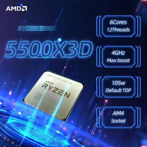 Amd Ryzen R5 5500X3D 3.0 Ghz 6-Core 12-Thread Cpu Processor 7Nm L3=96M Socket Am4 New!