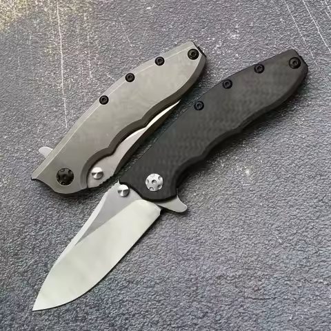 T-02-TI/0562-CF# Folding Knife Mark 204P Blade Titanium/CF Handle Ceramic Bearing Outdoor Camping Fi