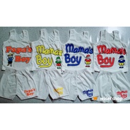 PAPAS BOY MAMAS BOY DESIGN TERNO FOR BABY BOY 3 to 12 MONTHS OLD