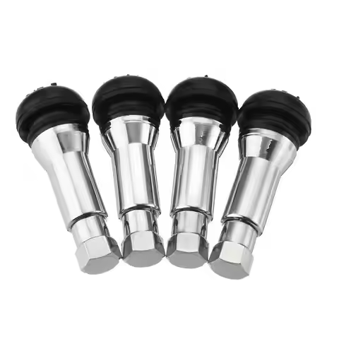 4Pcs TR414 Chrome Aluminium Tubeless Tyre Valve Stem Cap Snap In Wheel Tire Valve Core Stems Rubber 