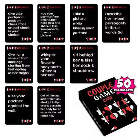 1Deck Couple Game Card - Challenge Cards for Couples, Night Date Bedroom Leisure Entertainment Game 