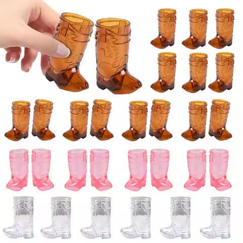 10PCS Cowboy Boot Shot Glasses Mini Plastic Shot Glass Cups For Birthday Party Decorations Cowboy Ba