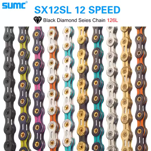 Bicycle Chain SUMC 12Speed Diamond Color Bike Chain MTB Mountain Road Bike UltraLight and Durable 12