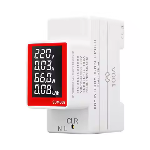 SDM008 AC Din Rail Multifunctional Meter with LCD Display Measure AC Power Voltage Current Active Po