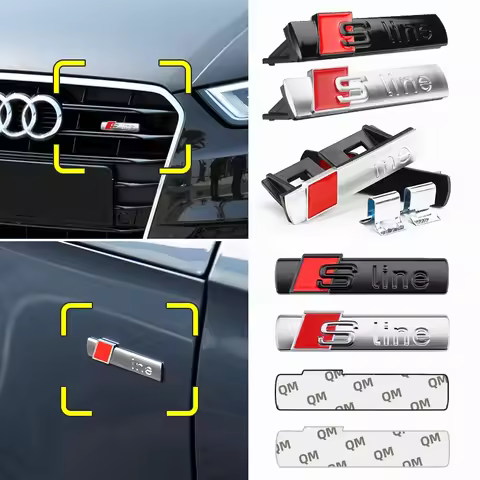 1pcs Car Front Grille Logo Trim For Audi Sline TT A1 A2 A3 A4 A5 A6 A7 A8 8P B6 B7 B8 C5 C6 C7 Q5 Q7