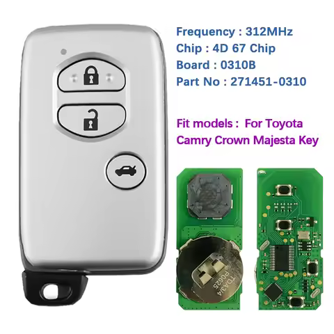 CN007180 Aftermarket 3 Button Smart Key 312Mhz 4D 67 Chip Page1 D4 89904-33610 For Toyota Camry Crow