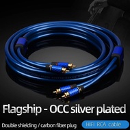 HiFi OCC RCA Cable Hi-end OCC Silver Plated 2RCA to 2RCA Audio Cable Male to Male for CD Amplifier D