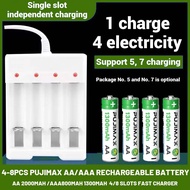 【FREE BOX】4/8PCS AA 2000mAh /AAA800mAh 1300mAh  4/8 Slots Fast Charger  AA /AAA USB /UK Plug CHARGER
