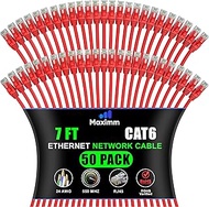 Maximm Cat 6 Ethernet Cable 7 Ft, (50-Pack) Cat6 Cable, LAN Cable, Internet Cable, Patch Cable and N