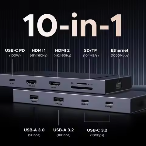 UGREEN Revodok 10 in 1 USB C Docking Station Dual 4K Monitor, USBC Hub