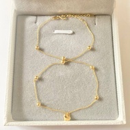 Pawnable 18K Saudi Gold Small Ball Heart Anklet