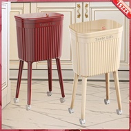 [Lszzx] Tall Trash Can with Wheel Container Nordic Home Portable 16L High Foot Dustbin for Bedroom D