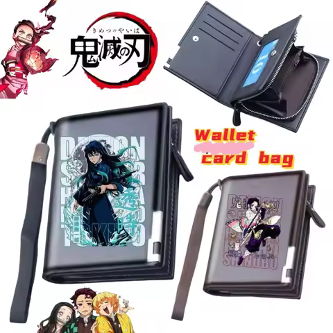 Demon Slayer Tokitou Muichirou Tomioka Giyuu Fashion Personality Coin Purse Multi-function Zipper Ca