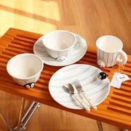 1pc 9-Inch Creative Seal-Striped Ceramic Plate; Penguin-Shaped Serving Tray, Pasta Plate And Dessert