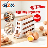 Egg Tray 4 Tier Egg Holder Organizer Automatic Rolling Durable Plastic Space-Saving Design