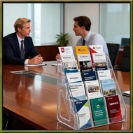 5-Tier Table Brochure Stand, Leaflet & Brochure Holder Clear Acrylic Flyer Stand for 1/3 A4 Size Lit