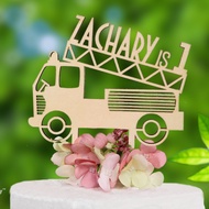 Customized Wooden fire engine cake topper, cake topper for birthday party, boy birthday party, toppe