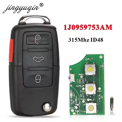 jingyuqin 1J0959753AM Car Remote Key for VW Beetle Golf Passat Jetta 315Mhz ID48 1J0 959 753 AM 5FA0